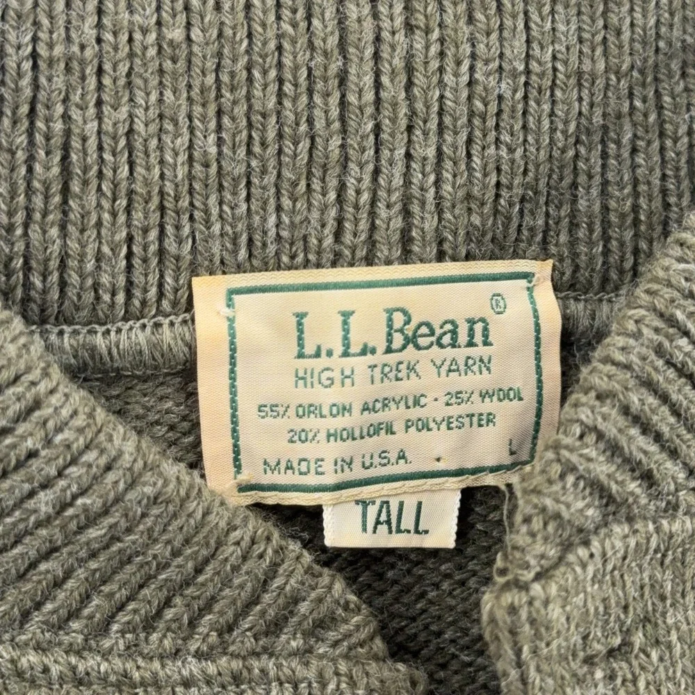 Vintage‎ LL Bean High Trek Sweater Mens Large Green Wool Blend Pullover USA 90s